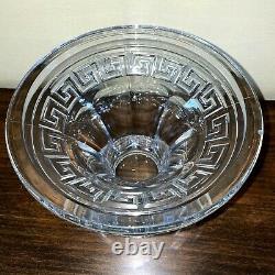 Heisey Glass Greek Key Punch Bowl, Stand And 7 Cups