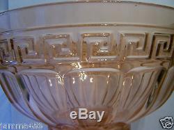 Heisey Glass Pink Greek Key Punch Bowl Antique Rare