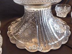 Heisey Glass Prince of Wales Punch Bowl 8 Matching Cups, + Stand, Ladle
