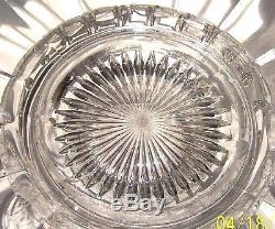 Heisey Greek Key Crystal 14-3/4 Diameter Punch Bowl & Footed Stand Base-signed