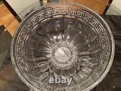 Heisey Greek Key Punch Bowl Pedestal Cups Ladle MARKED with H