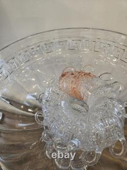 Heisey Greek Key Punch Bowl. Stand & Ladle. No cups