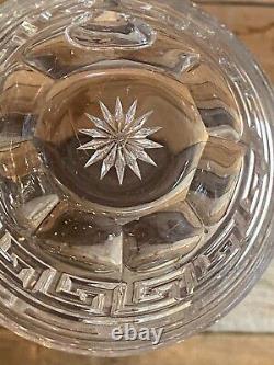 Heisey Greek Key Signed Punch Bowl Set with 16 Cups