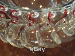 Heisey LARIAT Punch Bowl plus 12 cups RED Hooks INVENTORY SALE ENDS APRIL 15
