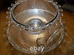 Heisey Lariat Large Punch Bowl Underplate, Ladel, 8 Cups
