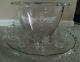 Heisey Plantation Pattern Glass Punchbowl with Underplate and Seven Cups