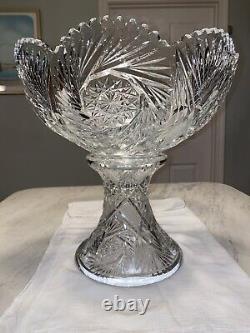 Heisey Punch Bowl On Tall Pedestal Pinwheel and Fan Pattern