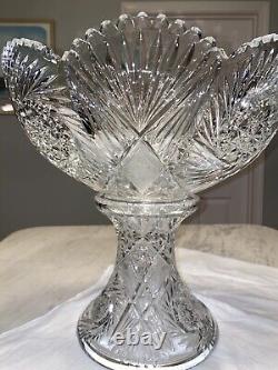 Heisey Punch Bowl On Tall Pedestal Pinwheel and Fan Pattern