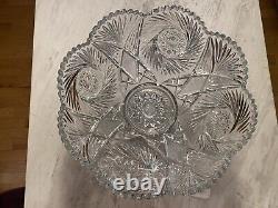 Heisey Punch Bowl On Tall Pedestal Pinwheel and Fan Pattern