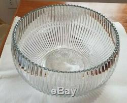 Heisey Ridgeleigh Heavy Pressed Pattern punch bowl & 2 cups, plus glass ladle