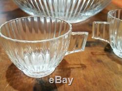 Heisey Ridgeleigh Heavy Pressed Pattern punch bowl & 2 cups, plus glass ladle