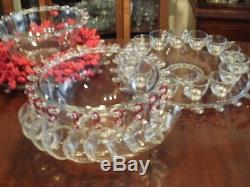 Heisiey LARIAT PUNCHBOWL 28 pc Lger SET 24 cups RED Hooks INVENTORY MARKDOWN