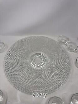 Hobnail Punch Bowl And Underplate by Smith Glass Ladle & 9 Cups by Federal Glass