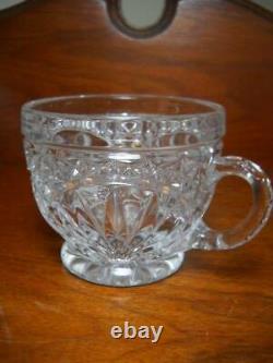 Hofbauer Germany Crystal Byrdes Covered Punch Bowl 12 Cups and Glass Ladle