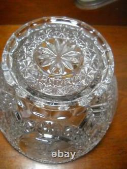 Hofbauer Germany Crystal Byrdes Covered Punch Bowl 12 Cups and Glass Ladle