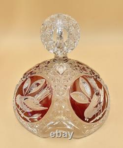 Hofbauer The Byrdes Collection Lead Crystal 13 Punch Bowl Ruby Red
