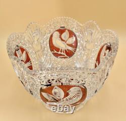 Hofbauer The Byrdes Collection Lead Crystal 13 Punch Bowl Ruby Red