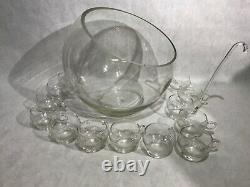 Hollywood Crisa MCM glass punch bowl ladel and cups