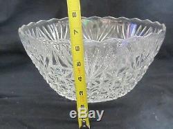 Huge Antique Cut Crystal Punch Bowl Buttons And Daisies With 8 Cups 12 Inches Wide