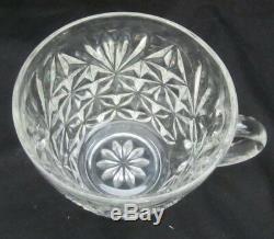 Huge Antique Cut Crystal Punch Bowl Buttons And Daisies With 8 Cups 12 Inches Wide