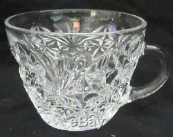 Huge Antique Cut Crystal Punch Bowl Buttons And Daisies With 8 Cups 12 Inches Wide