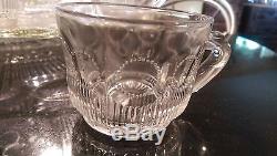 Huge Antique Manhatten Punch Bowl 24 Cups on Platter with Glass Ladle