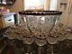 Huge Antique Silver Rimmed 20 Cup Punch Bowl With 20 Matching Cups
