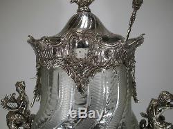 Huge Baccarat style silverplated bronze & glass punch bowl # 30024