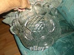 Huge EAPG 22.5 inch punch bowl set Rare pattern