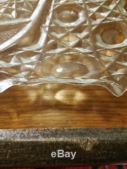 Huge L E Smith Glass Star Pressed Glass 21 piece Punch Bowl Set 22 Platter Tray