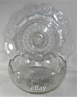 Huge Manhatten Punch Bowl & Under Plate Vintage US Glass Beautiful Cond