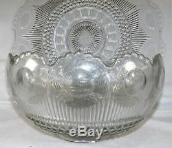 Huge Manhatten Punch Bowl & Under Plate Vintage US Glass Beautiful Cond