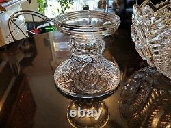 Huge Mint Antique 16-20 Cup Punch Bowl On Base Pres Cut