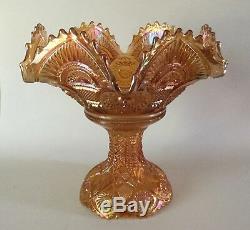 IMPERIAL Marigold Amber Carnival Glass PUNCH BOWL & PEDESTAL Base Antique