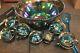 INDIANA CARNIVAL PRINCESS PUNCH BOWL SET With 12 CUPS & ladle IRIDESCENT BLUE