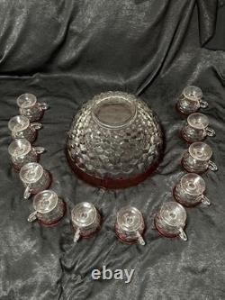 INDIANA GLASS Whitehall Colony Ruby Flash Punch Bowl Set, 12 Cups. CUBES