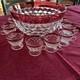 INDIANA GLASS Whitehall Colony Ruby Flash Punch Bowl Set, 12 Cups, Exc Cond