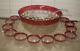 INDIANA GLASS Whitehall Colony Ruby Flash Punch Bowl Set Bowl Ladle 12 Cups