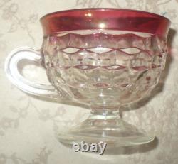 INDIANA GLASS Whitehall Colony Ruby Flash Punch Bowl Set Bowl Ladle 12 Cups