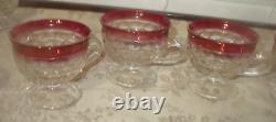 INDIANA GLASS Whitehall Colony Ruby Flash Punch Bowl Set Bowl Ladle 12 Cups