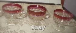 INDIANA GLASS Whitehall Colony Ruby Flash Punch Bowl Set Bowl Ladle 12 Cups