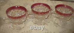 INDIANA GLASS Whitehall Colony Ruby Flash Punch Bowl Set Bowl Ladle 12 Cups