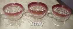 INDIANA GLASS Whitehall Colony Ruby Flash Punch Bowl Set Bowl Ladle 12 Cups