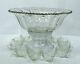 INDIANA Glass 7115 pattern 14-piece PUNCH SET Bowl, Stand & 12 Punch Cups