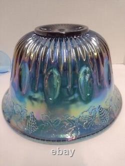 INDIANA Iridescent Blue Carnival Glass 26pc Princess Punch Set 7qt / 12 cups Box