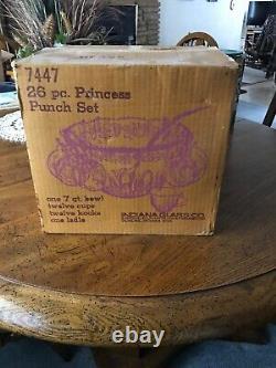 INDIANA Iridescent Gold Carnival Glass (26) Piece Princess Punch Set With Box