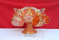 Imperial 474 Marigold Punch Bowl & Cups Carnival Glass Set Four-Seventy-Four
