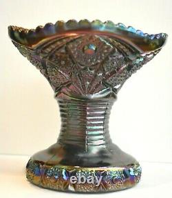 Imperial Amethyst Smoke Carnival Glass Punch Bowl Base Bellaire Pattern Antique