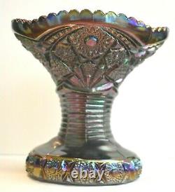 Imperial Amethyst Smoke Carnival Glass Punch Bowl Base Bellaire Pattern Antique