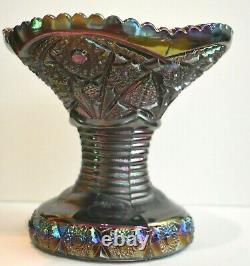 Imperial Amethyst Smoke Carnival Glass Punch Bowl Base Bellaire Pattern Antique